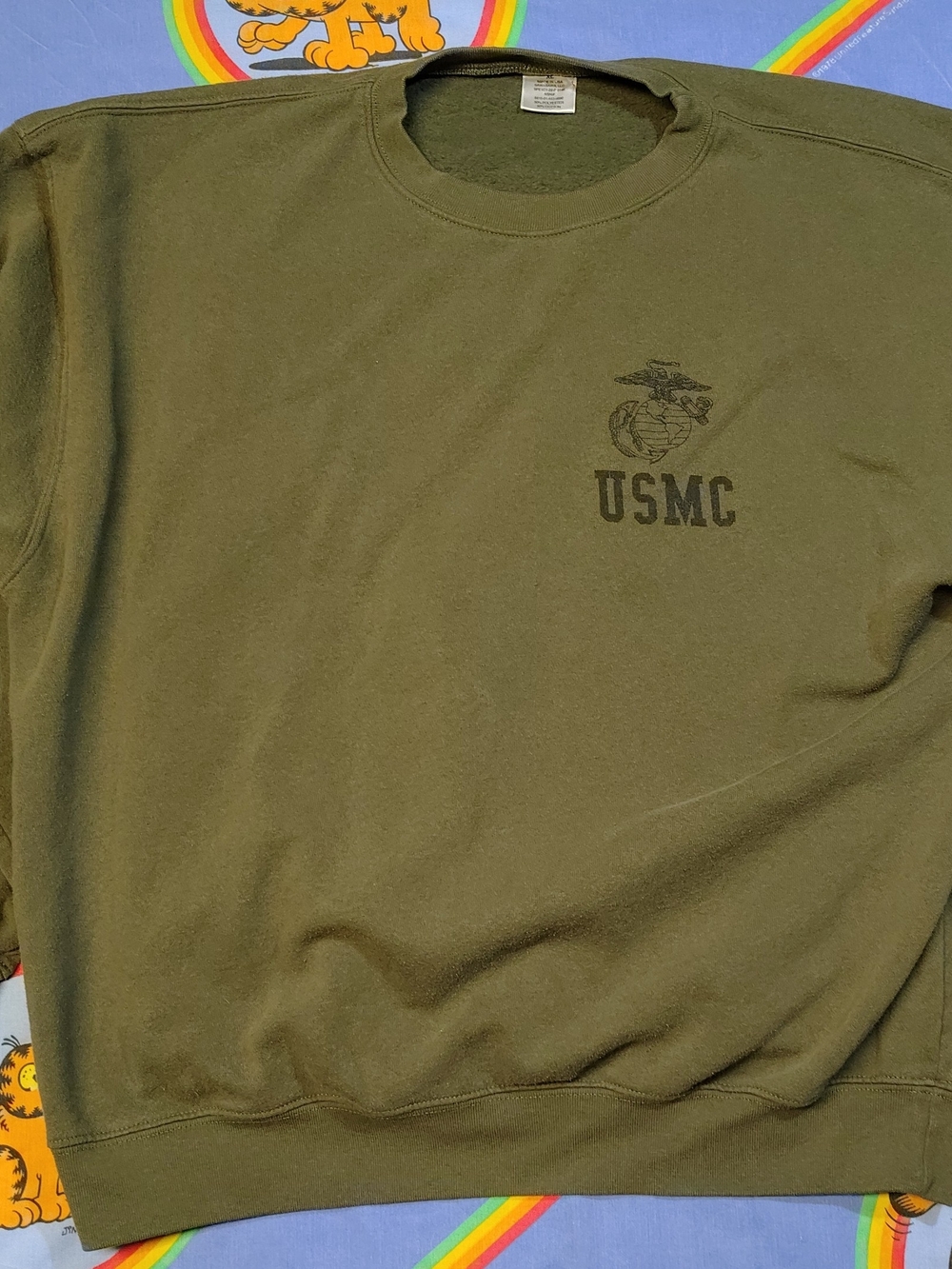 USMC Crewneck Sweatshirt Mens XL Olive Drab Green Eagle Globe Anchor Military